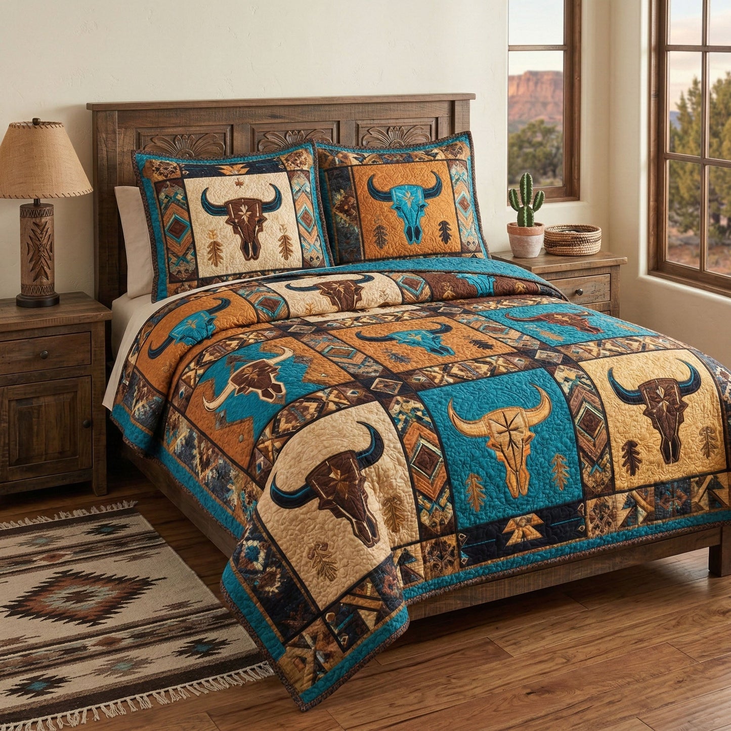 Tribal Skull 3-Piece Quilted Bedding Set - Single (59" x 70")