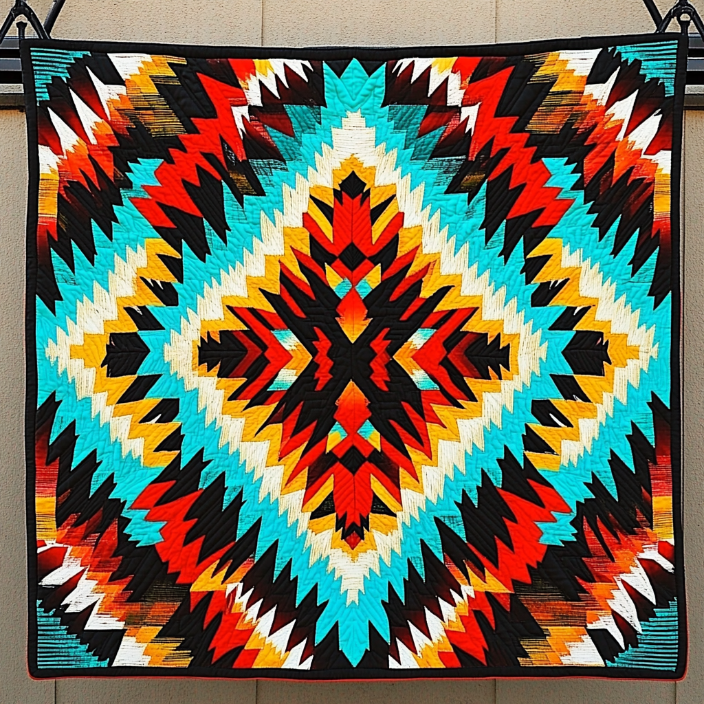 Tribal Sunrise Quilted Blanket - Throw (55" x 60")