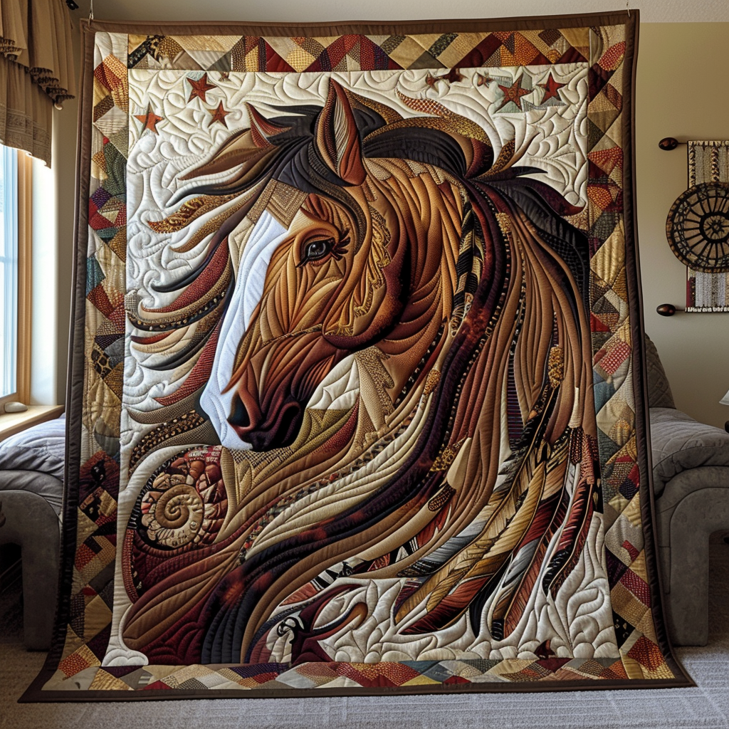 Tribal Winds Rider Quilted Blanket - Throw (55" x 60")