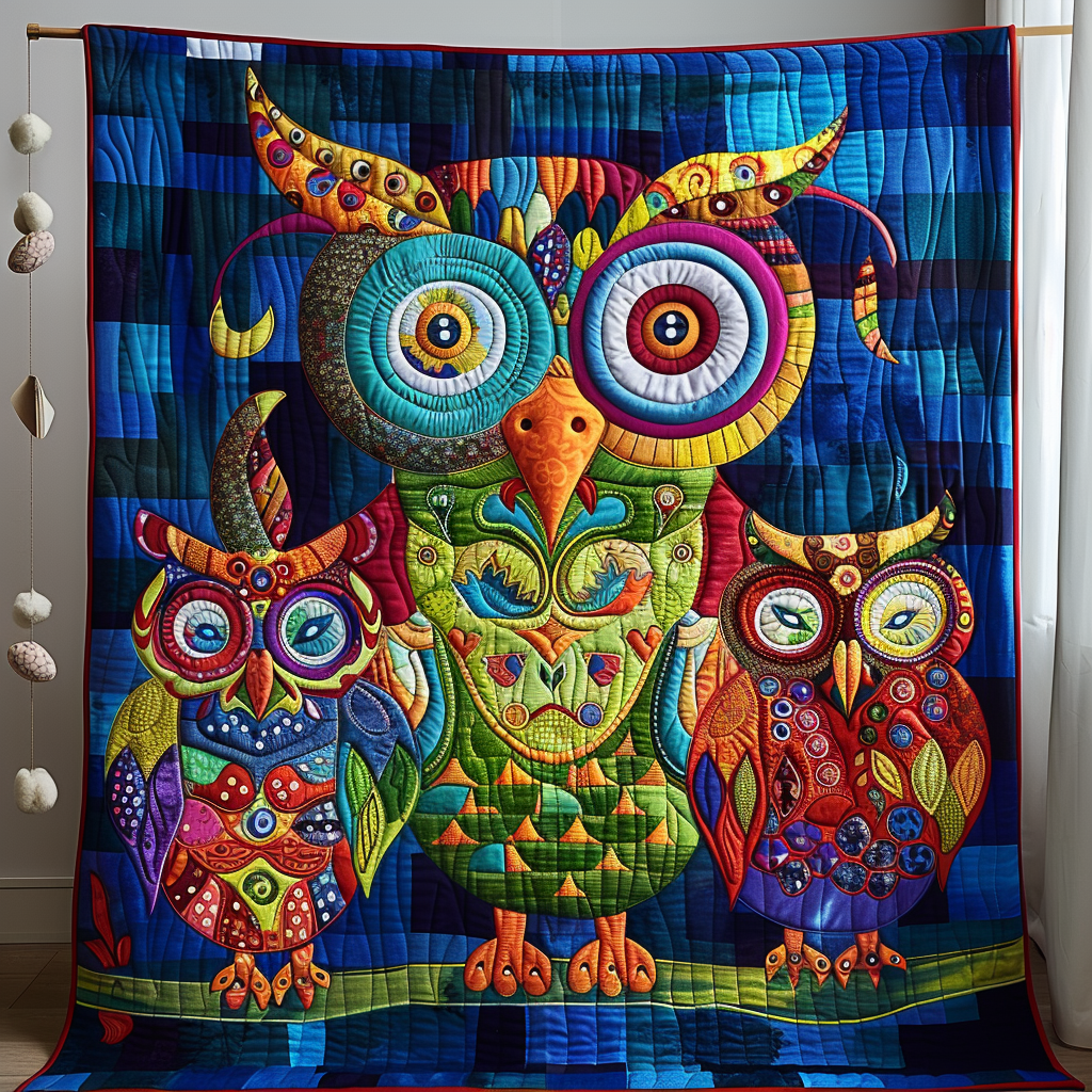 Trio of Wisdom Quilted Blanket - Throw (55" x 60")