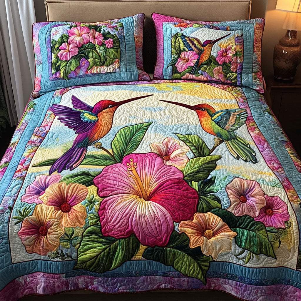 Tropical Dance 3-Piece Quilted Bedding Set - Single (59" x 70")
