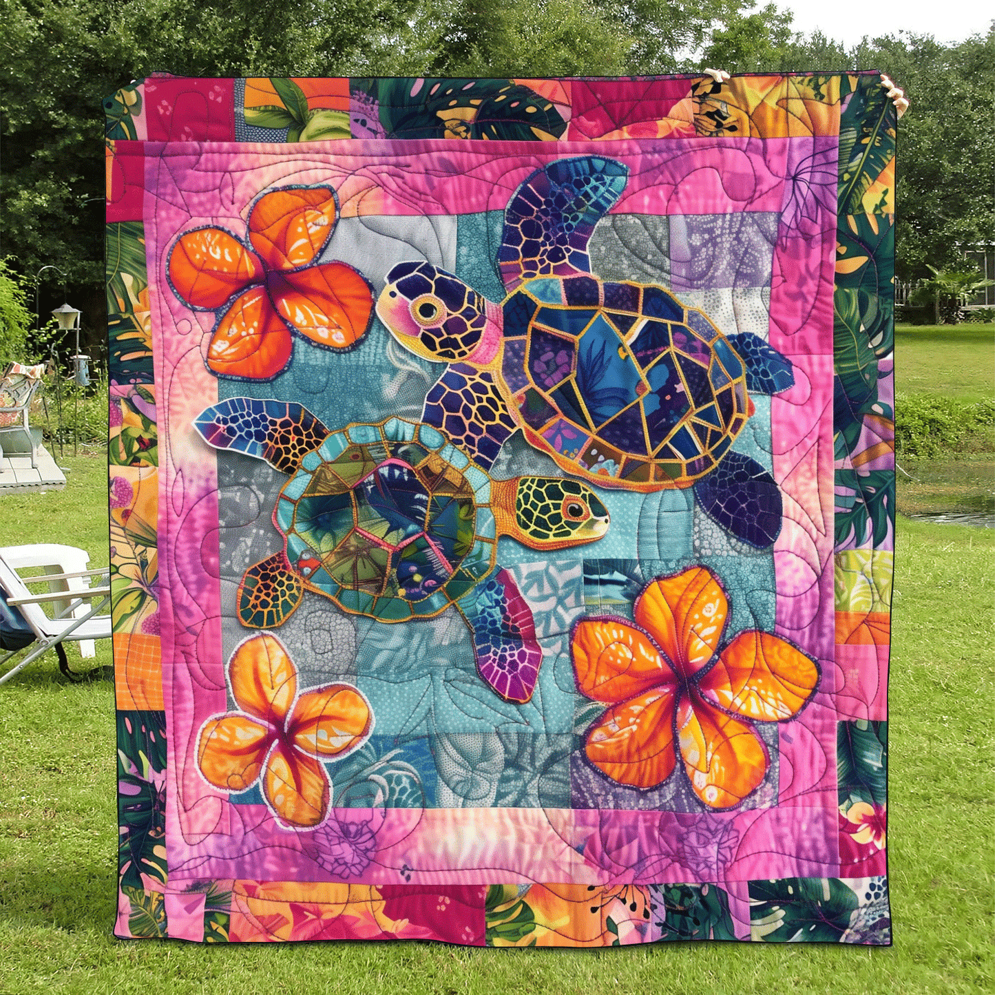 Tropical Oasis Quilted Blanket - Throw (55" x 60")