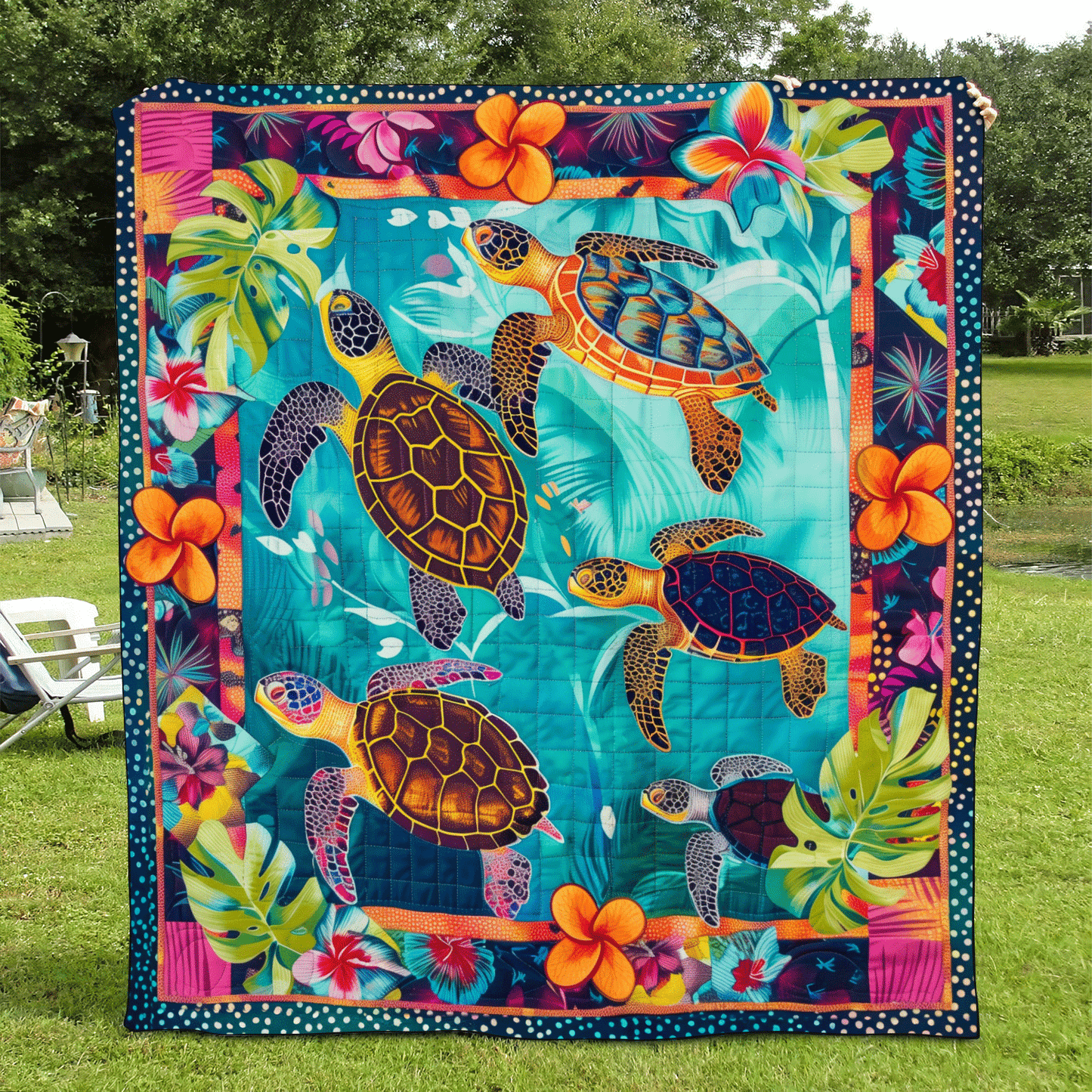 Tropical Treasures Quilted Blanket - Throw (55" x 60")