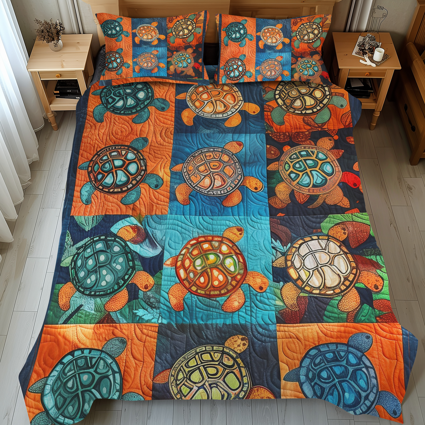 Tropical Turtle Dream 3-Piece Quilted Bedding Set - Single (59" x 70")