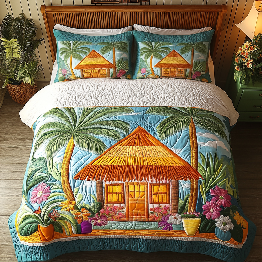 Tropical Dawn 3-Piece Quilted Bedding Set - Single (59" x 70")