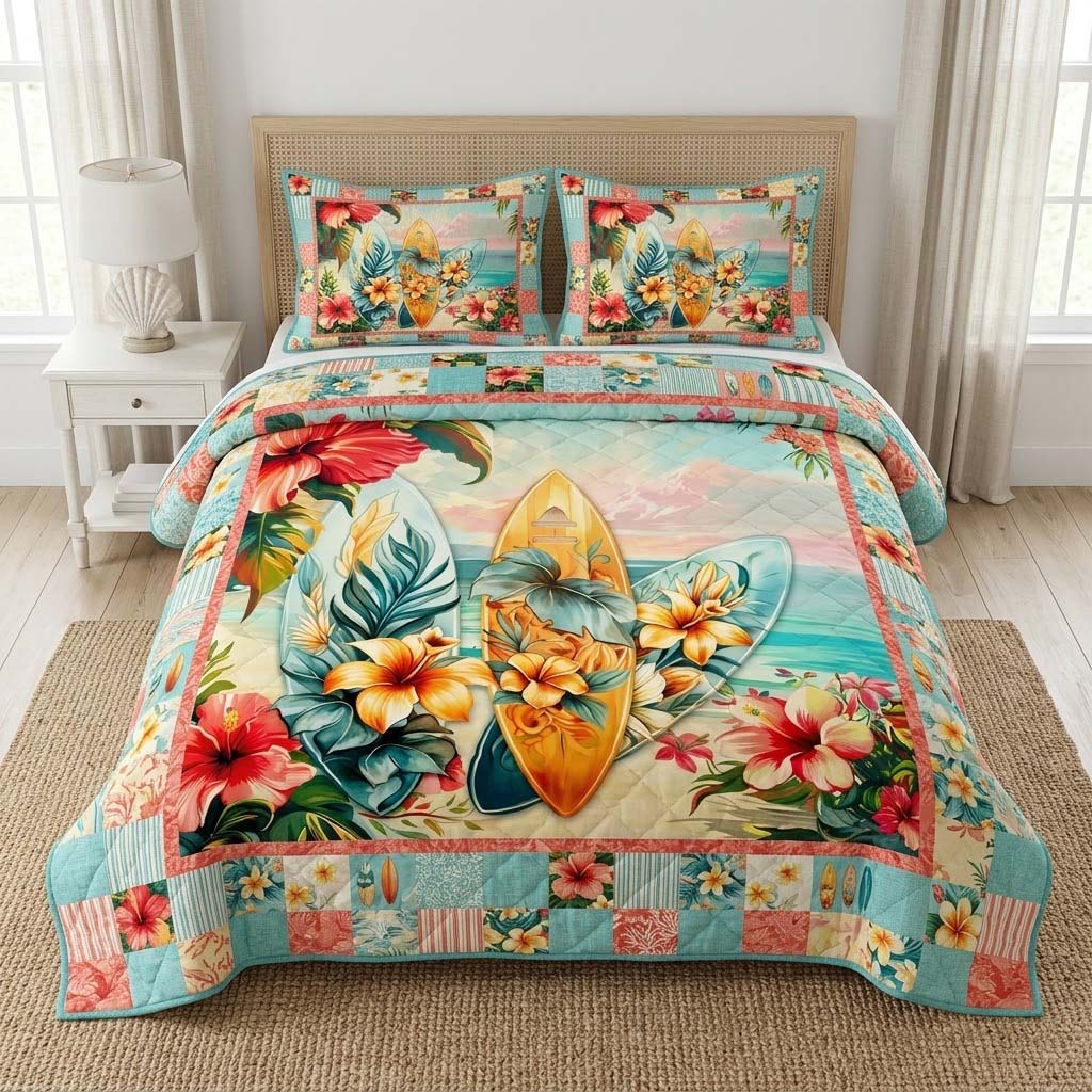 Tropical Dream 3-Piece Quilted Bedding Set - Single (59" x 70")