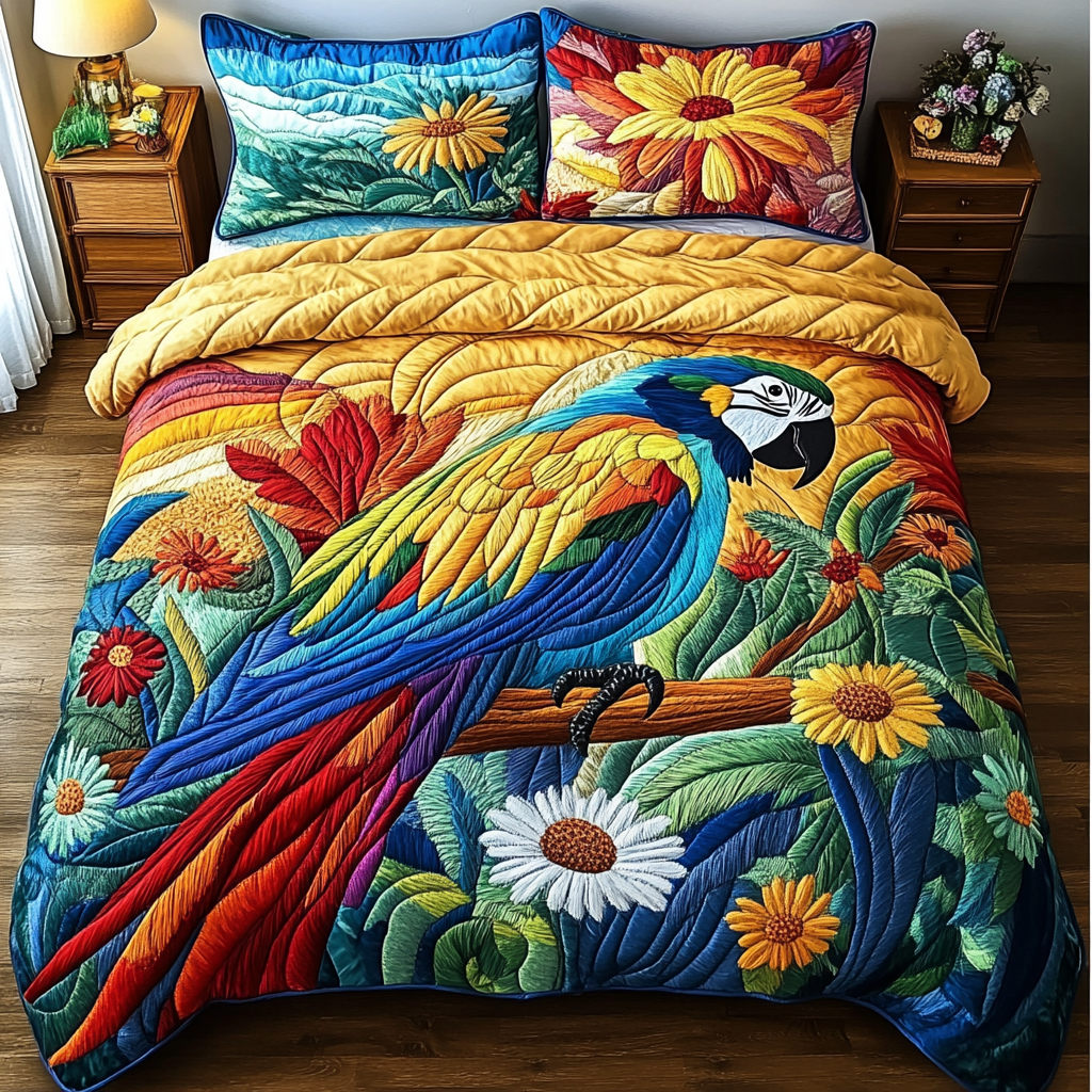Tropical Echo 3-Piece Quilted Bedding Set - Single (59" x 70")