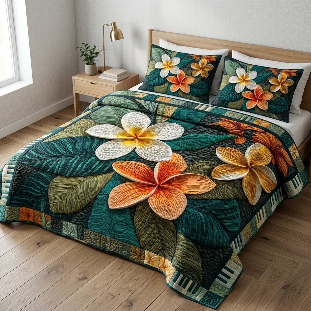 Tropical Elegance 3-Piece Quilted Bedding Set - Single (59" x 70")