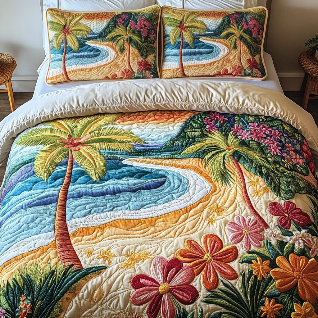 Tropical Escape 3-Piece Quilted Bedding Set - Single (59" x 70")
