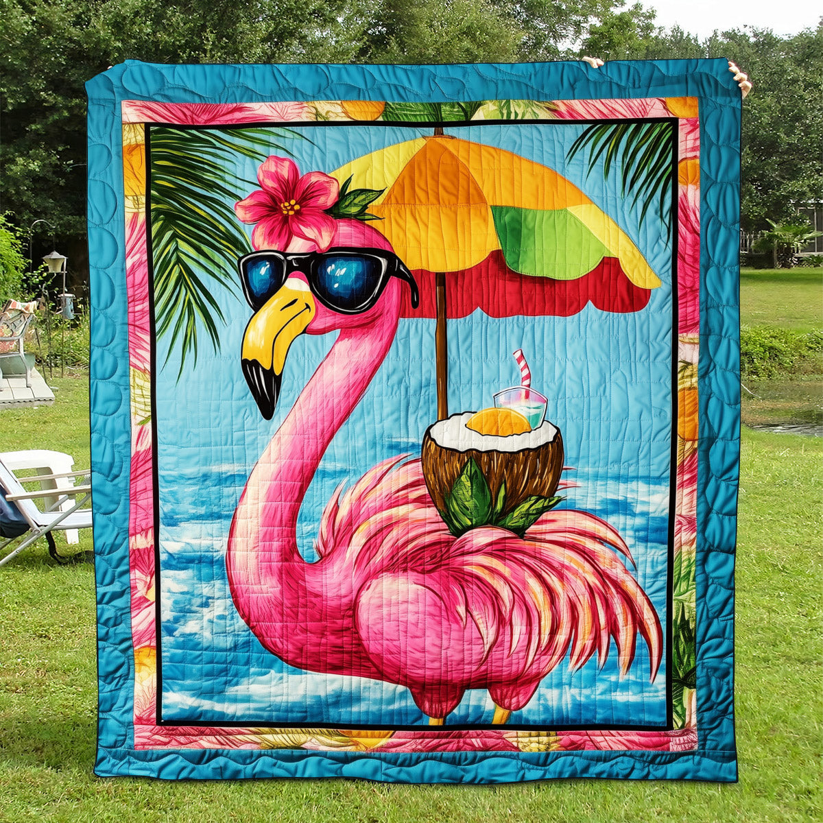 Tropical Flamingos Quilted Blanket - Throw (55" x 60")