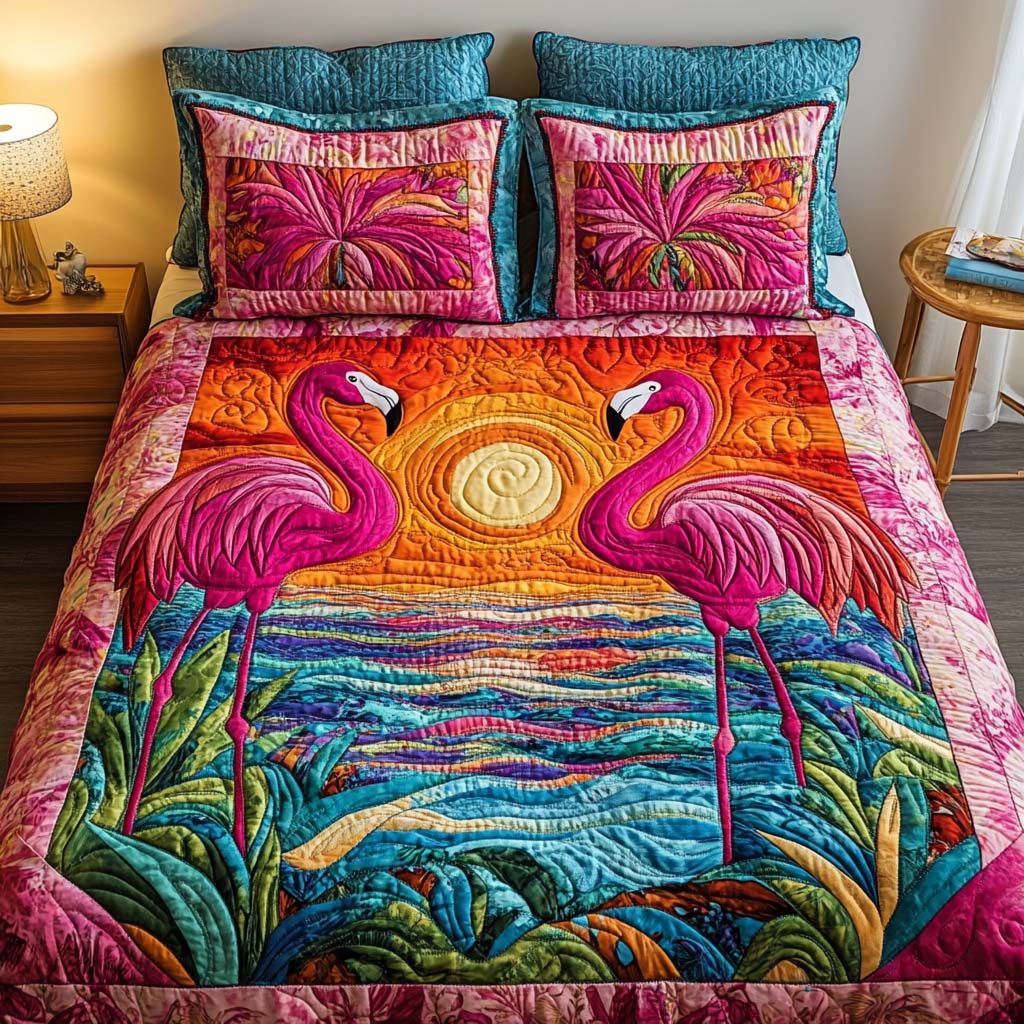 Tropical Glow 3-Piece Quilted Bedding Set - Single (59" x 70")
