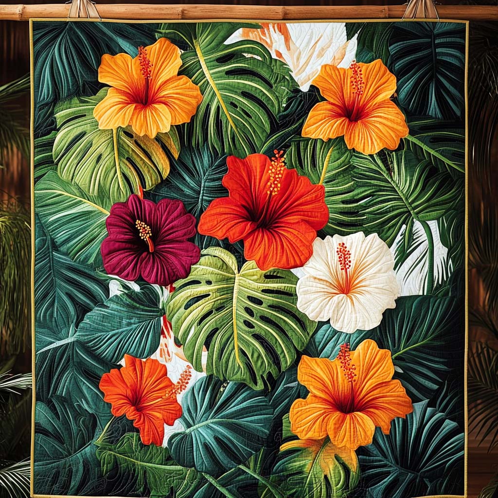 Tropical Harmony Quilted Blanket - Throw (55" x 60")