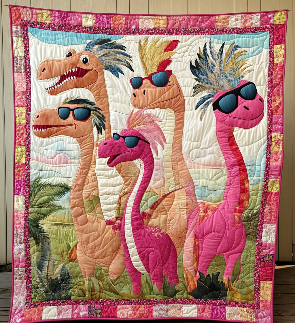 Tropical Jurassic Fiesta Art Quilt Hanging - Baby (30" x 40")