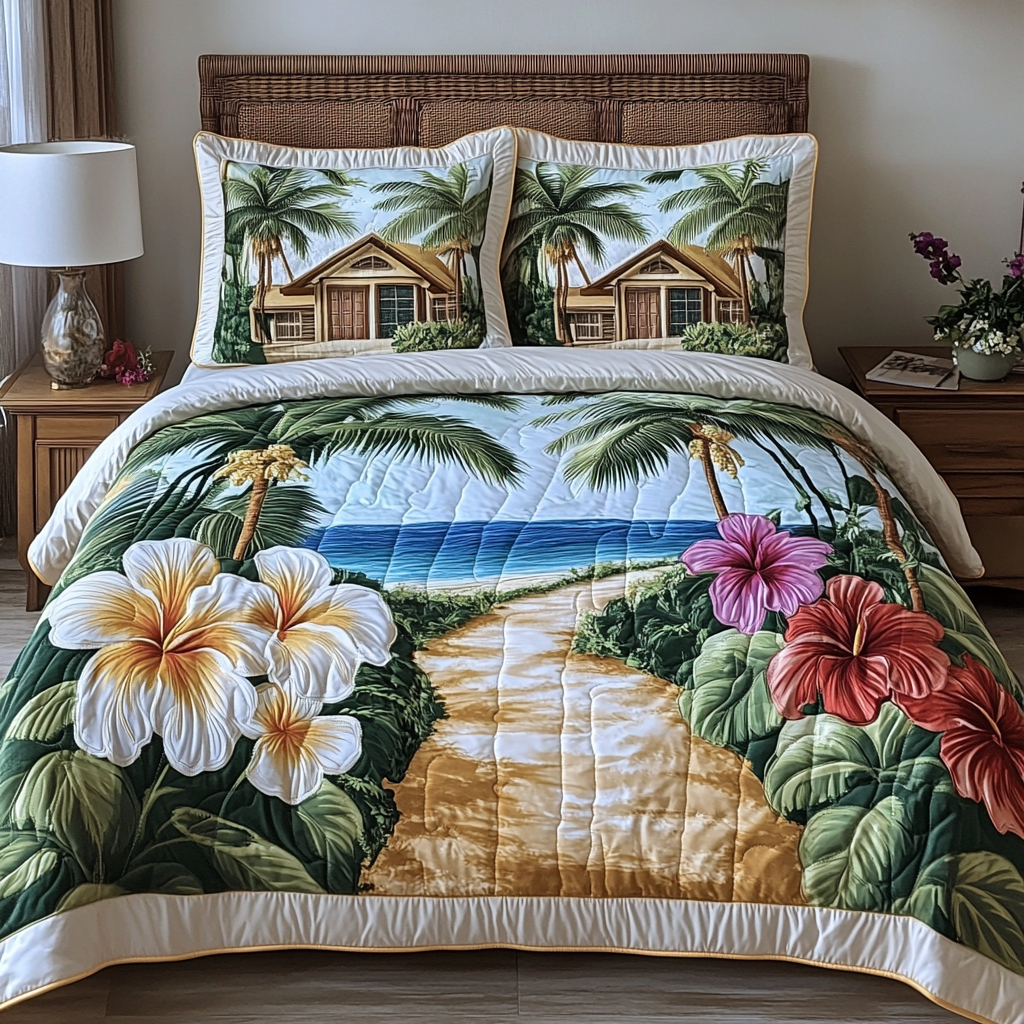 Tropical Paradise 3-Piece Quilted Bedding Set - Single (59" x 70")