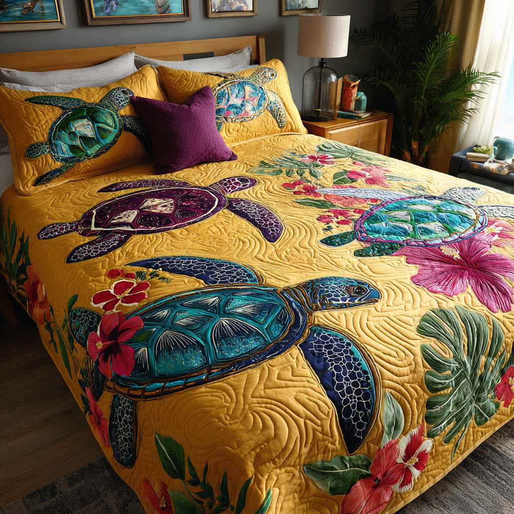 Tropical Reef Turtle Quilted Blanket - Baby (30" x 40") - Pack 1