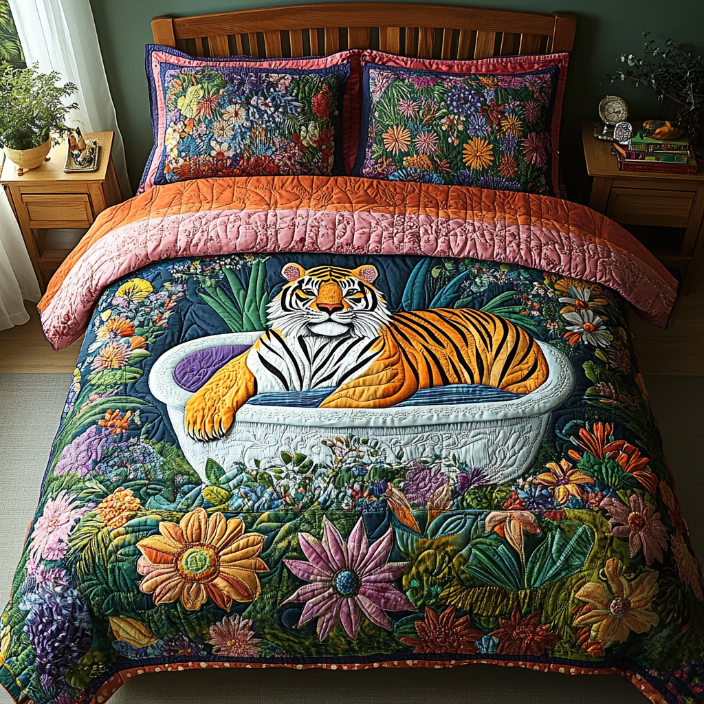 Tropical Roar Quilted Bedding Set - Single (59" x 70")