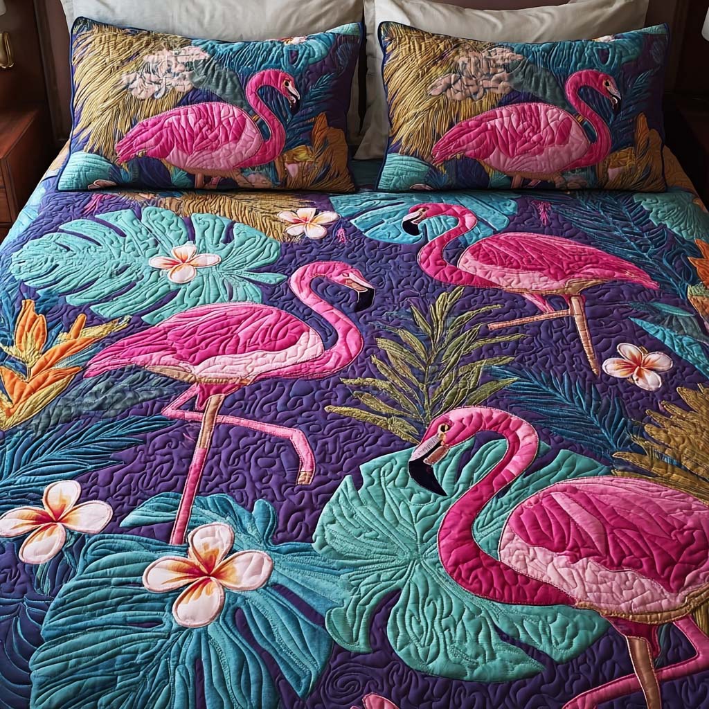 Tropical Romance 3-Piece Quilted Bedding Set - Single (59" x 70")