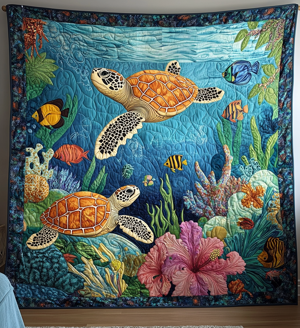 Tropical Sea Art Quilt Hanging - Baby (30" x 40")