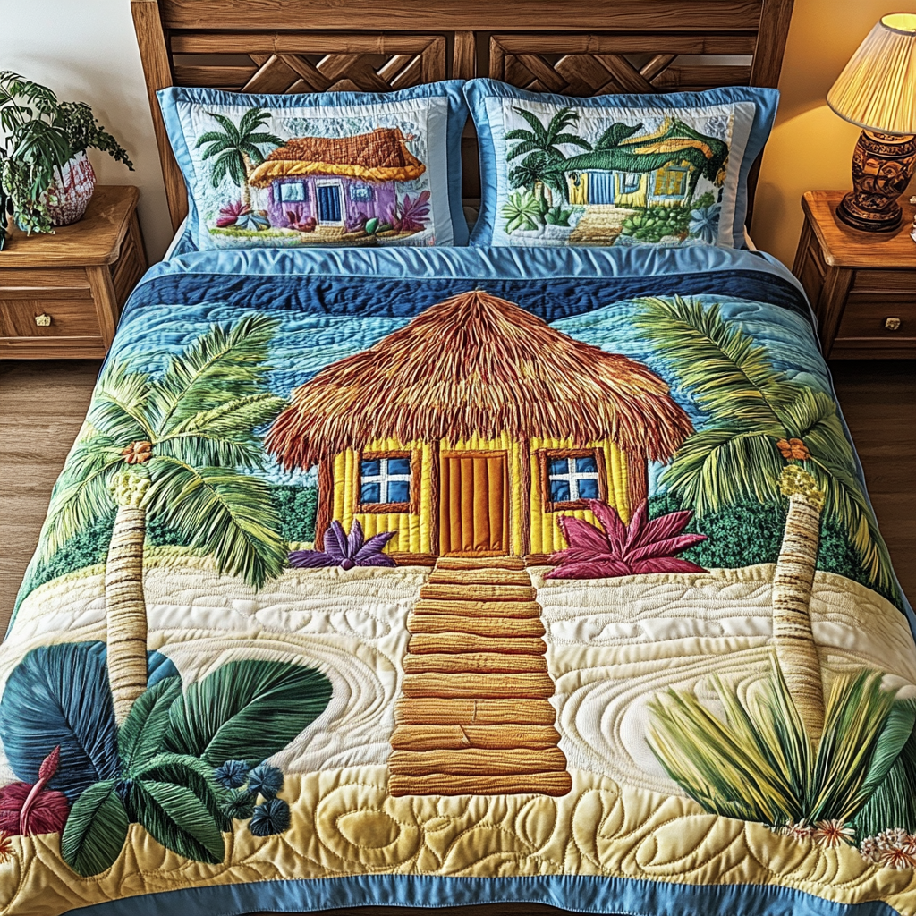 Tropical Serenade 3-Piece Quilted Bedding Set - Single (59" x 70")