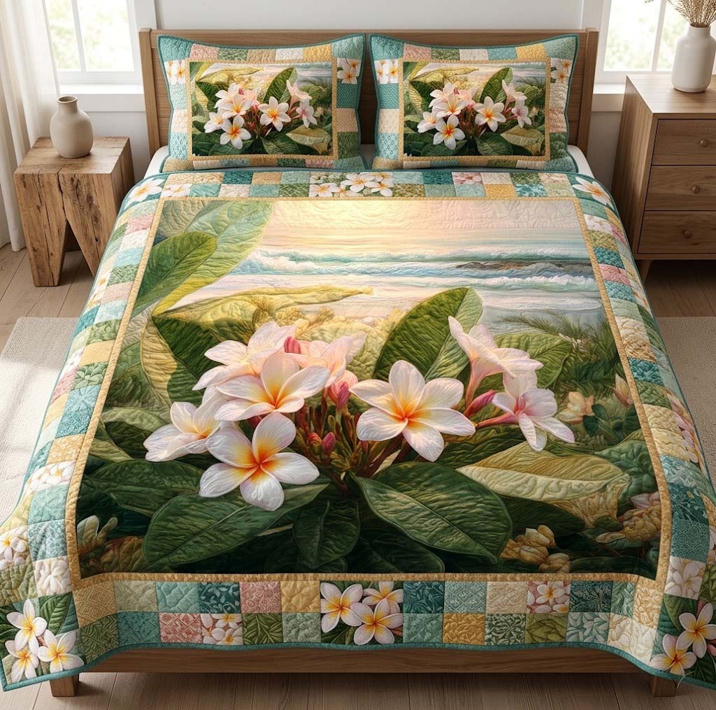 Tropical Sign 3-Piece Quilted Bedding Set - Single (59" x 70")