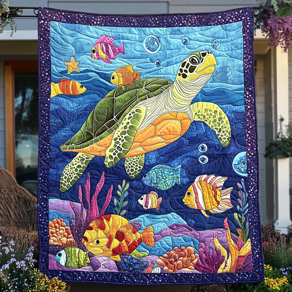 Tropical Tranquility Quilted Blanket - Throw (55" x 60")