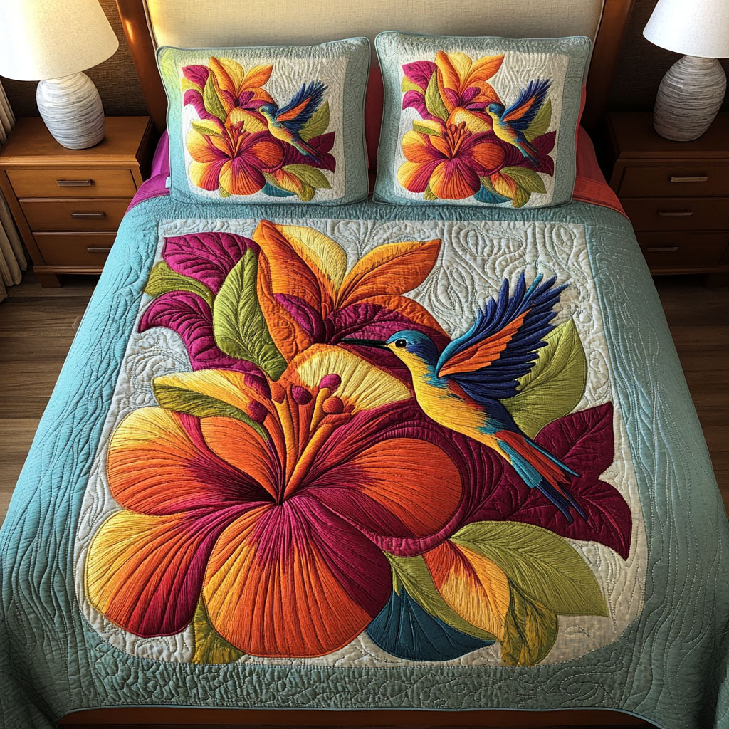 Tropical Whispers 3-Piece Quilted Bedding Set - Single (59" x 70")