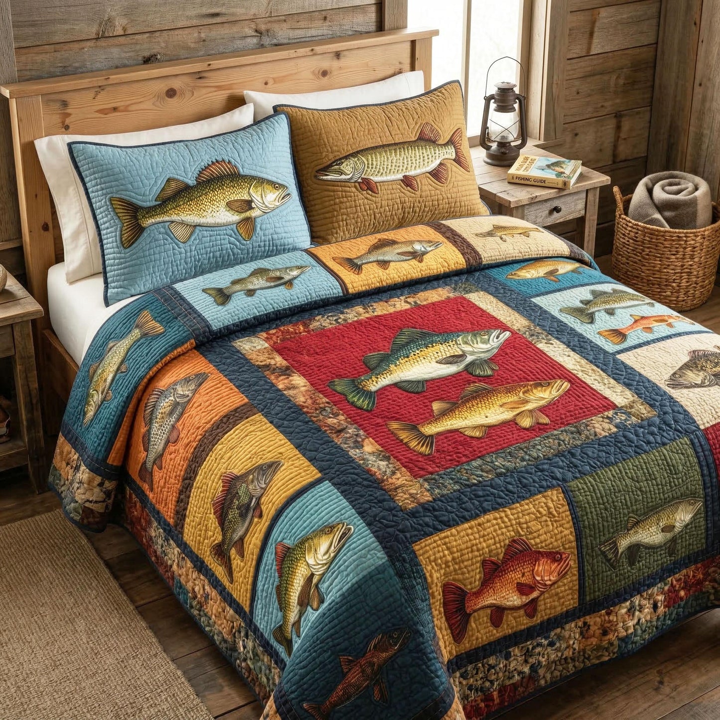 Trout Haven 3-Piece Quilted Bedding Set - Single (59" x 70")