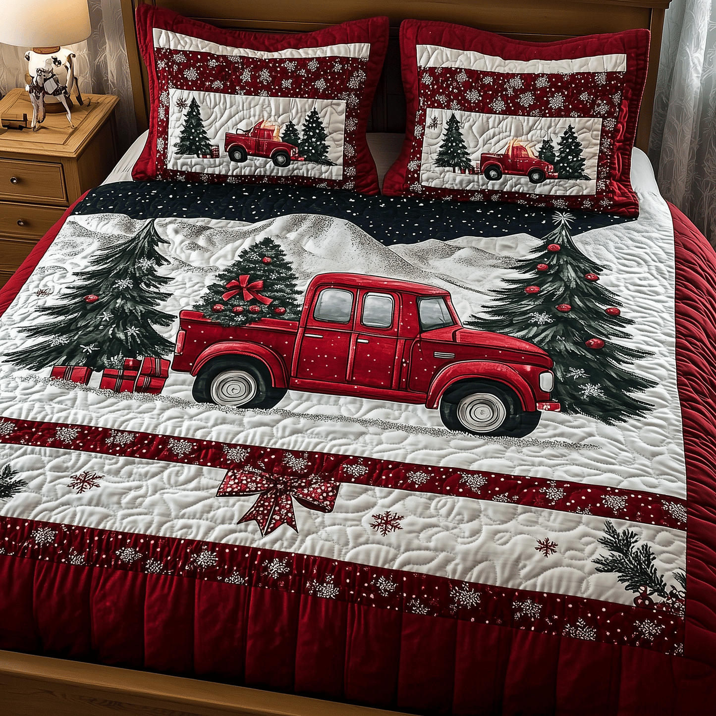 Truck Full Cheer 3-Piece Quilted Bedding Set - Single (59" x 70")