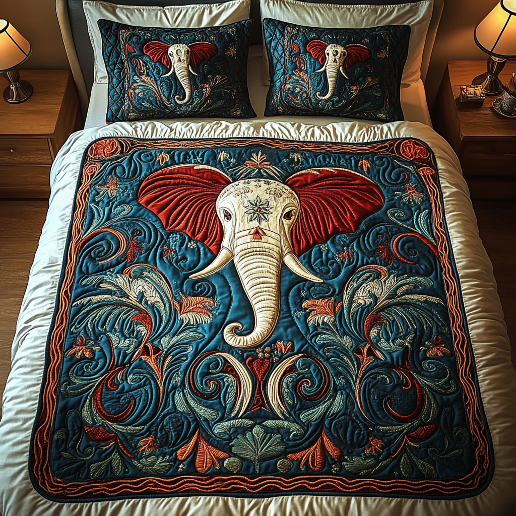 Trunked Wisdom 3-Piece Quilted Bedding Set - Single (59" x 70")