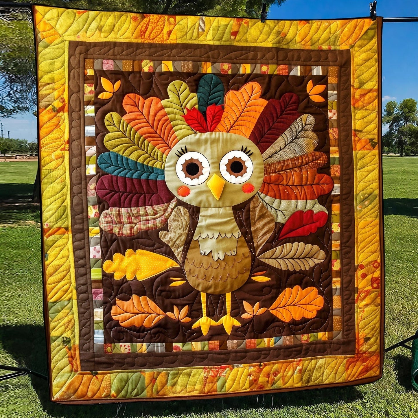 Turkey Cheer Quilted Blanket - Throw (55" x 60")