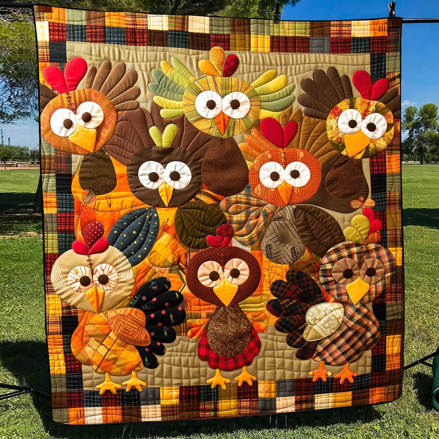 Turkey Family Quilted Blanket - Throw (55" x 60")