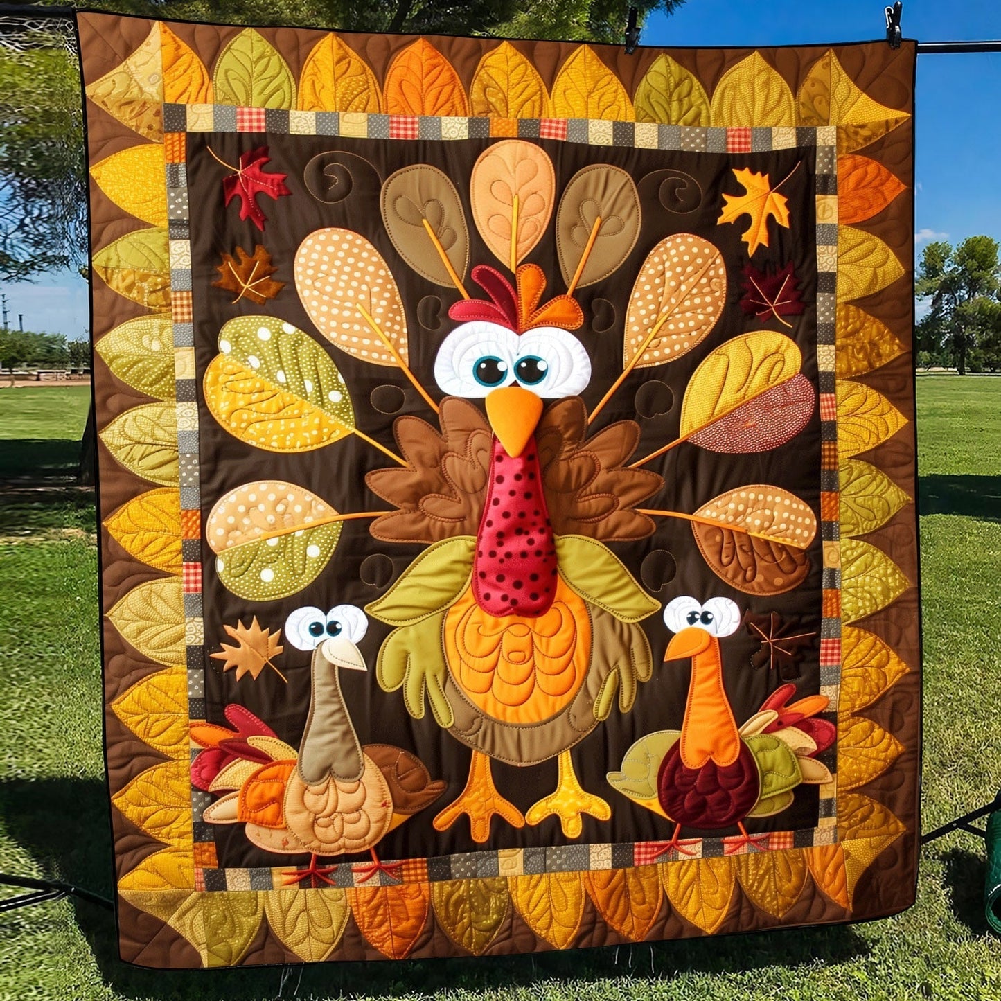 Turkey Togetherness Quilted Blanket - Throw (55" x 60")