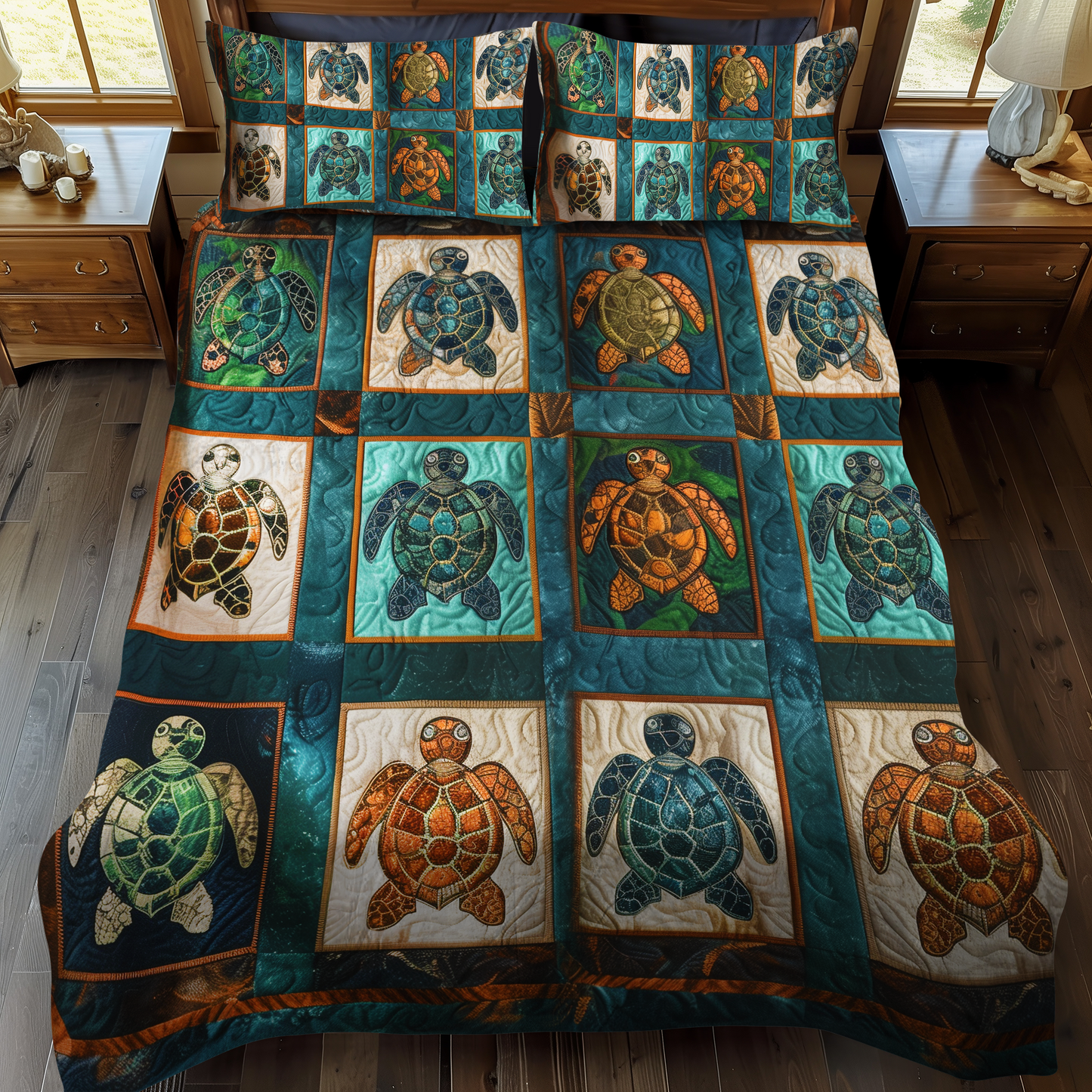 Turle Odyssey 3-Piece Quilted Bedding Set - Single (59" x 70")