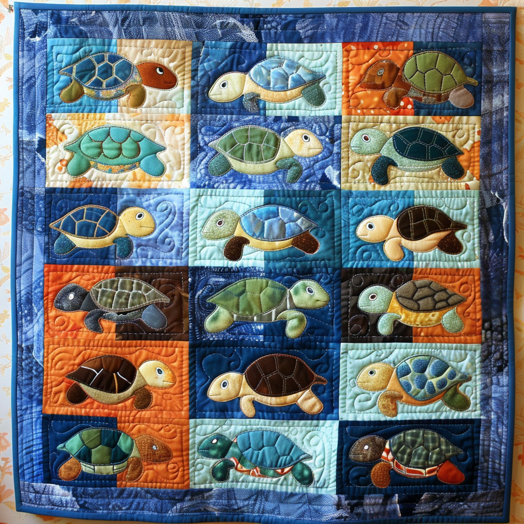 Turtle Adventure Quilted Blanket - Throw (55" x 60")
