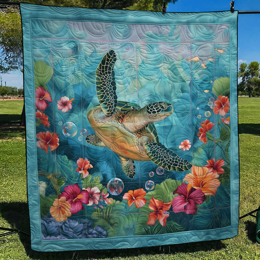 Turtle Cove Quilted Blanket - Throw (55" x 60")