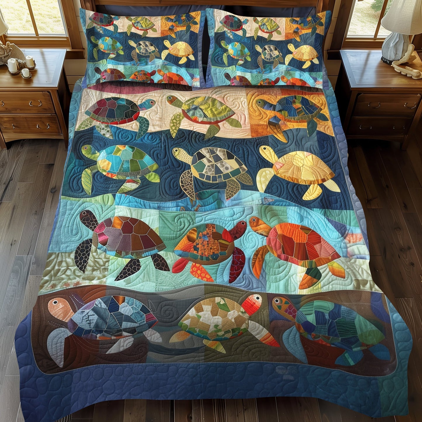 Turtle Fiesta 3-Piece Quilted Bedding Set - Single (59" x 70")