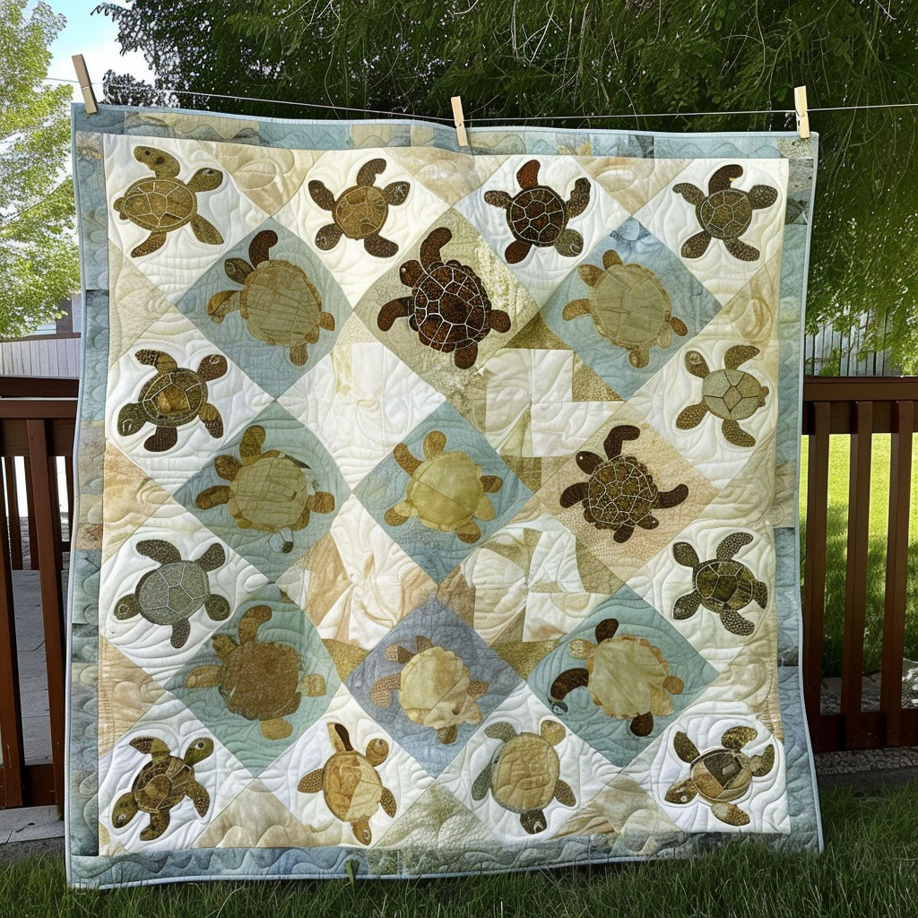 Turtle Paradise Quilted Blanket - Throw (55" x 60")