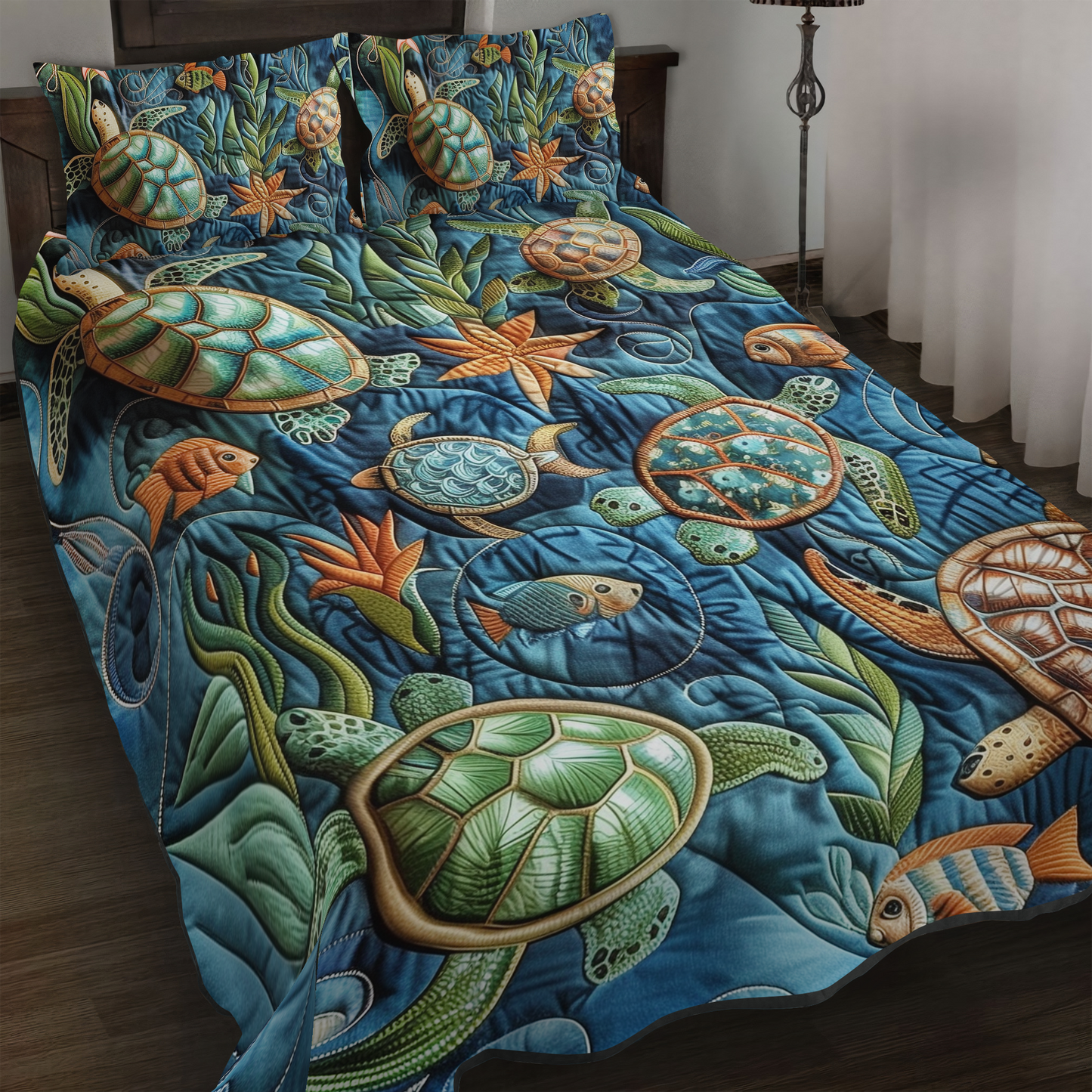 Turtle Sanctuary 3-Piece Quilted Bedding Set - Single (59" x 70")