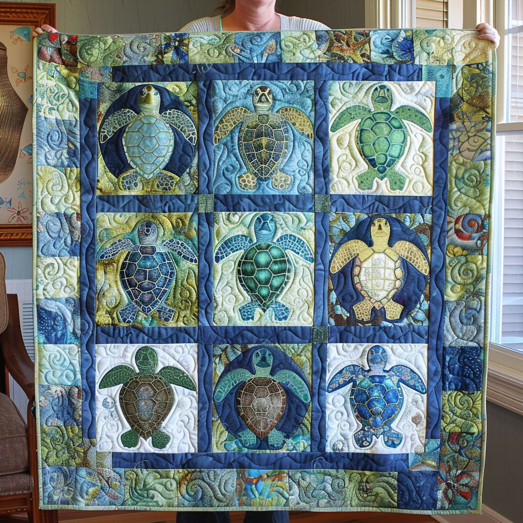 Turtle Tide Quilted Blanket - Throw (55" x 60")
