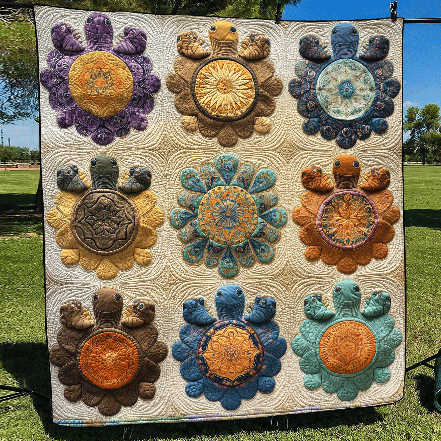 Turtle Cycle Quilted Blanket - Throw (55" x 60")