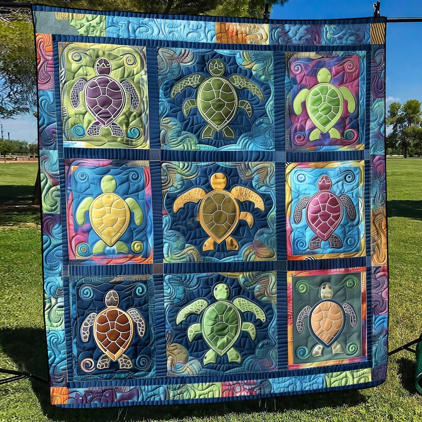 Turtle Serenity Quilted Blanket - Throw (55" x 60")