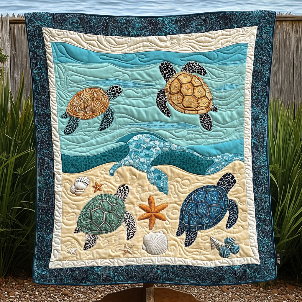 Turtle Tide Quilted Blanket - Throw (55" x 60")