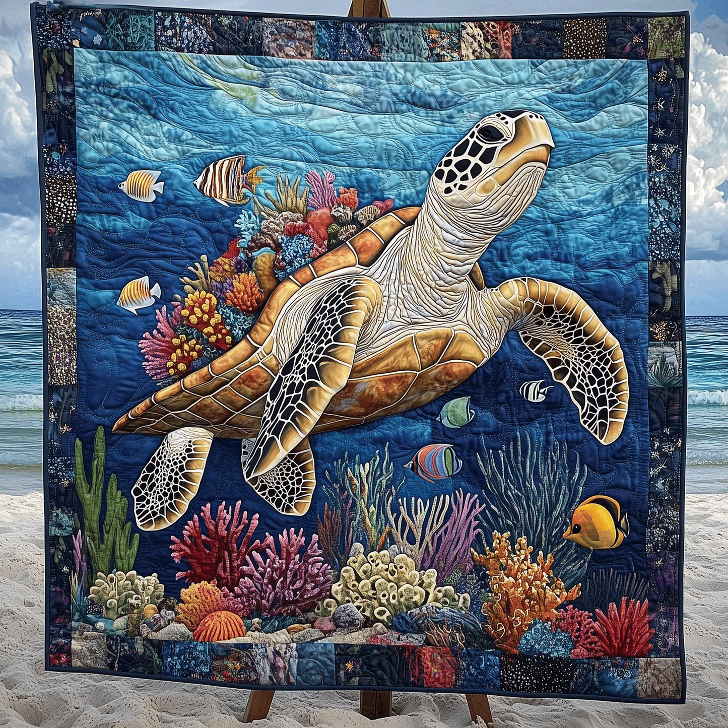 Turtle Tide Quilted Blanket - Throw (55" x 60")