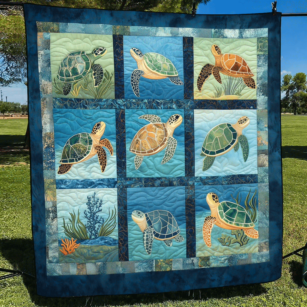 Turtle Tide Quilted Blanket - Throw (55" x 60")