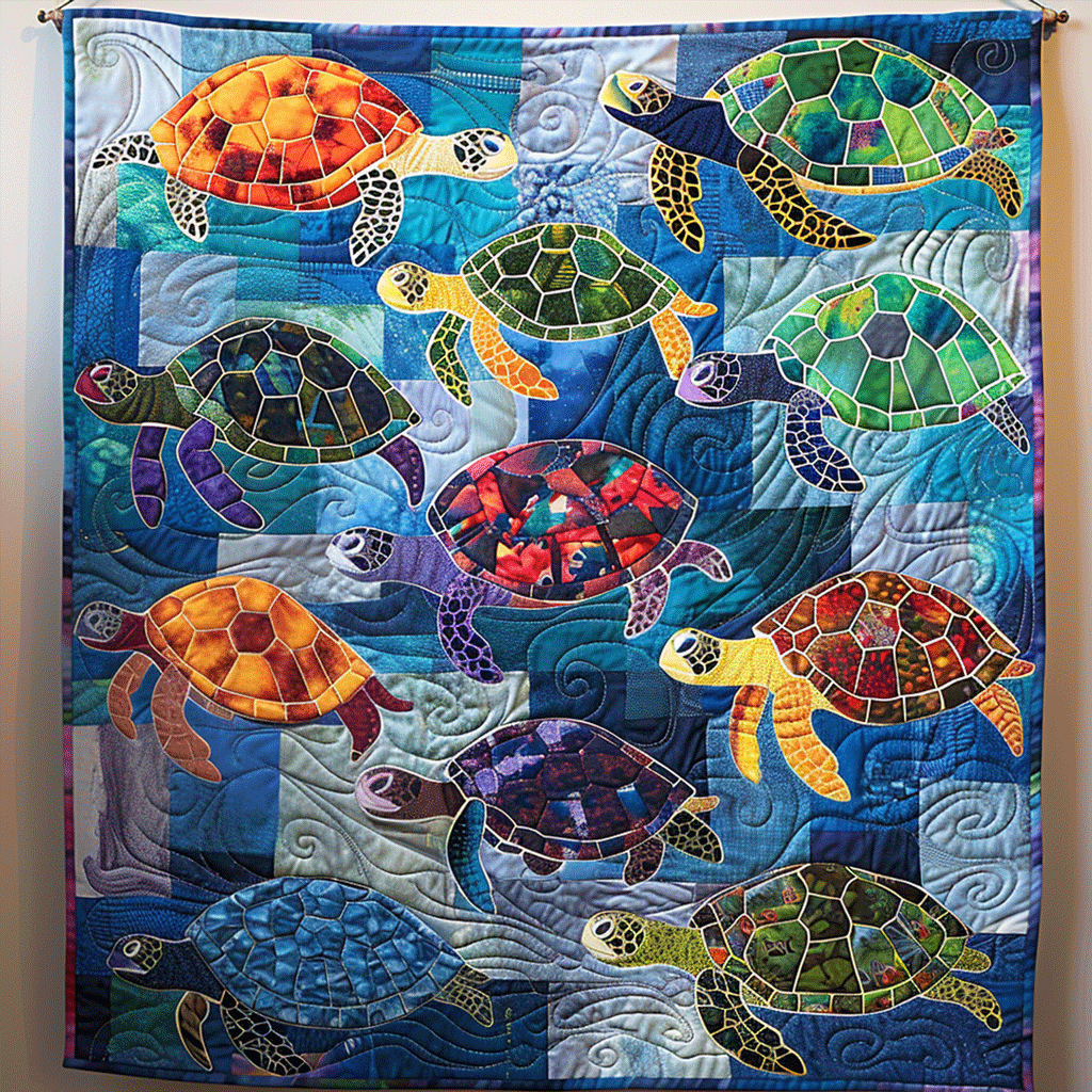 Turtle Tidepool Quilted Blanket - Throw (55" x 60")