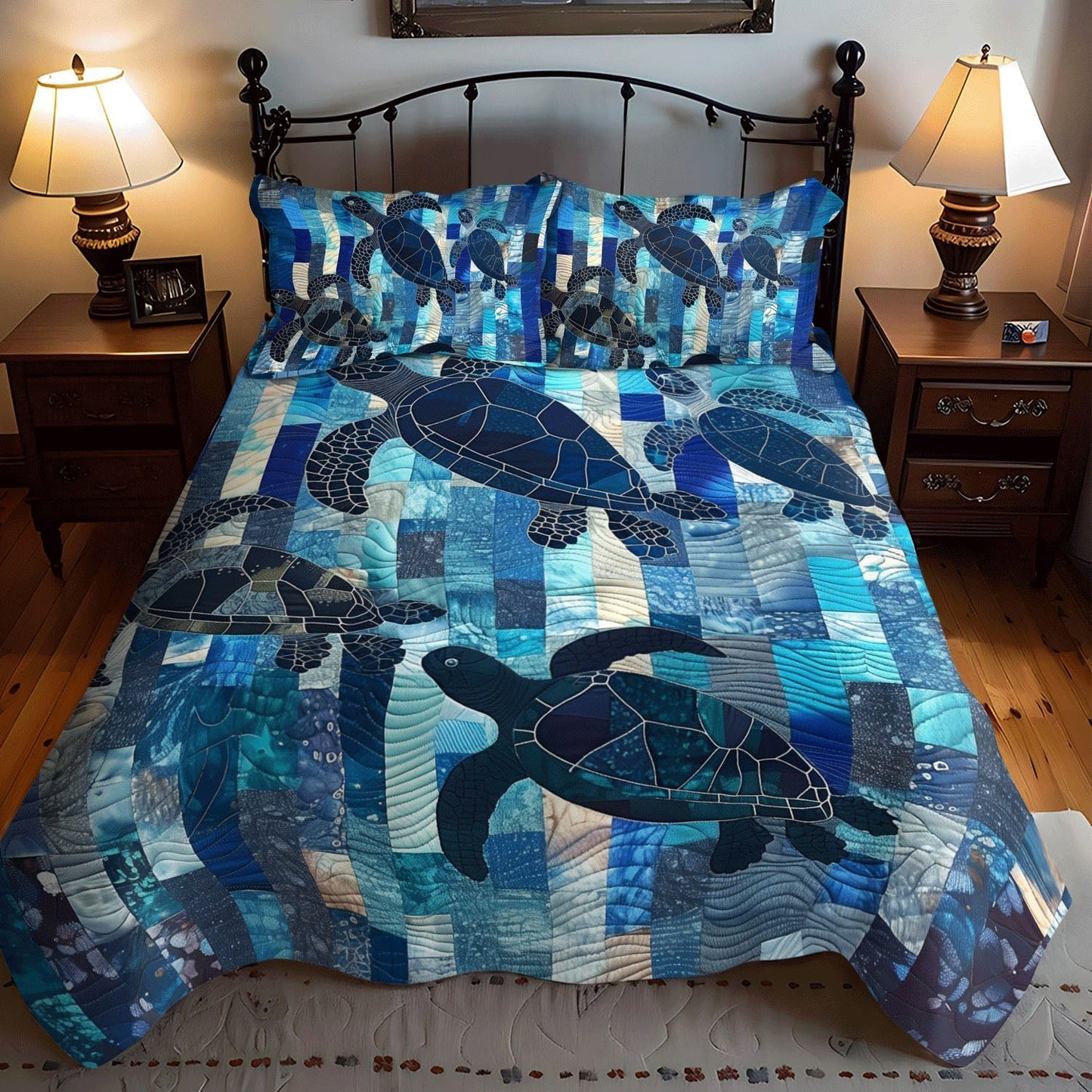 Turtle Tides 3-Piece Quilted Bedding Set - Single (59" x 70")