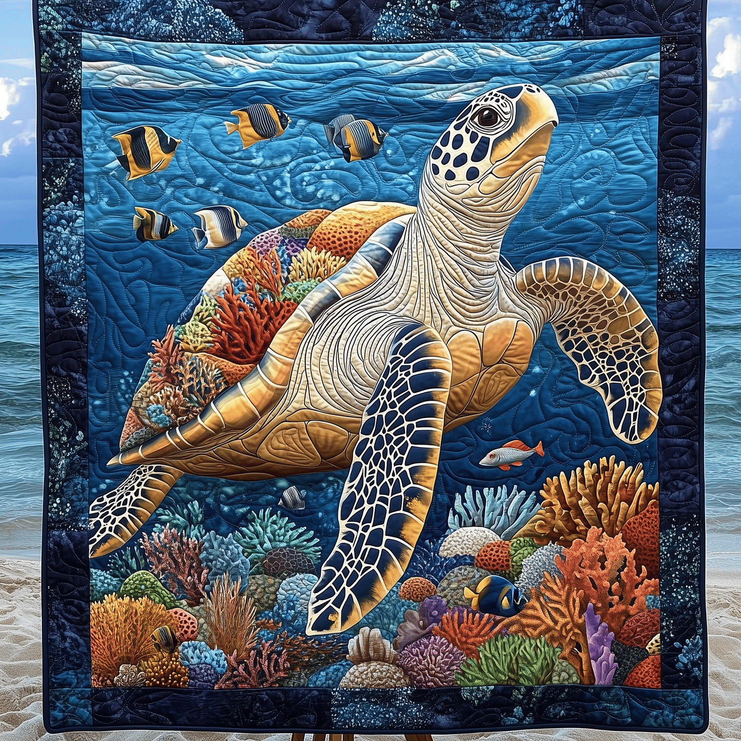 Turtle Tides Quilted Blanket - Throw (55" x 60")
