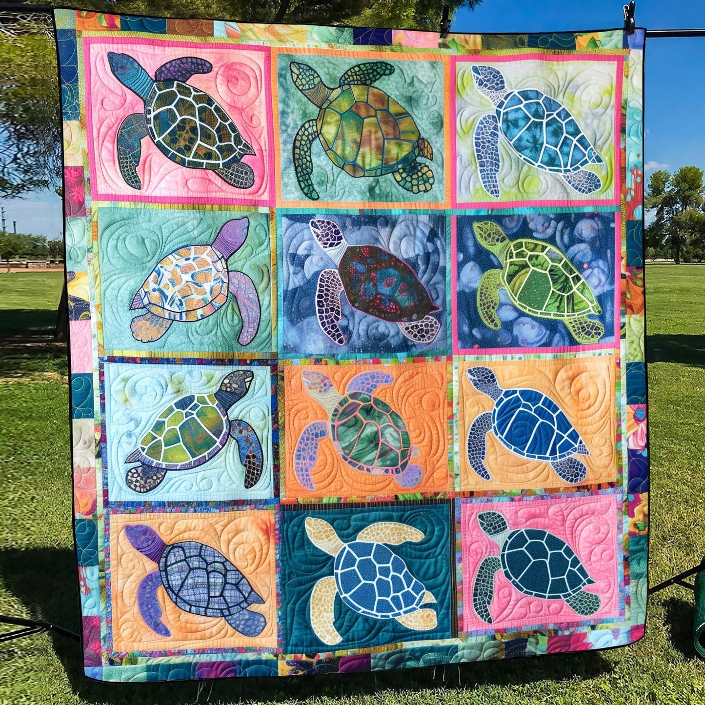 Turtle Tranquil Quilted Blanket - Throw (55" x 60")