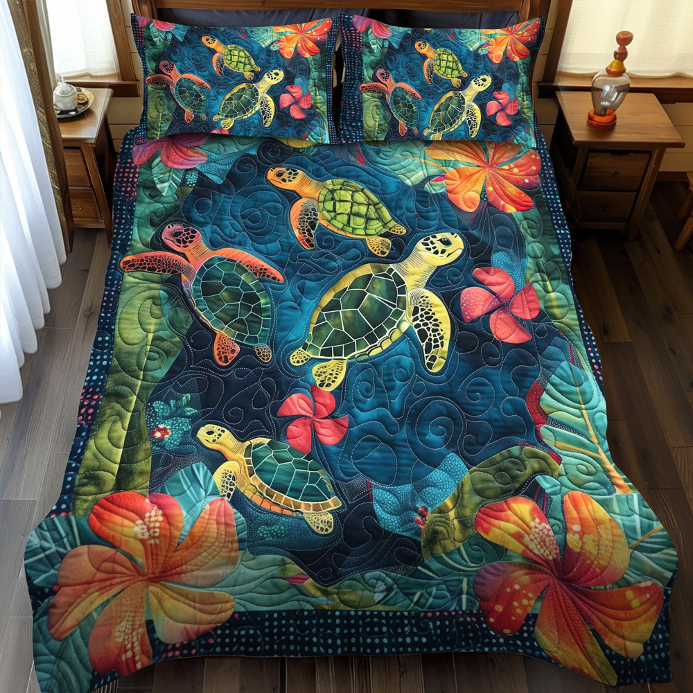 Turtles Journey 3-Piece Quilted Bedding Set - Single (59" x 70")
