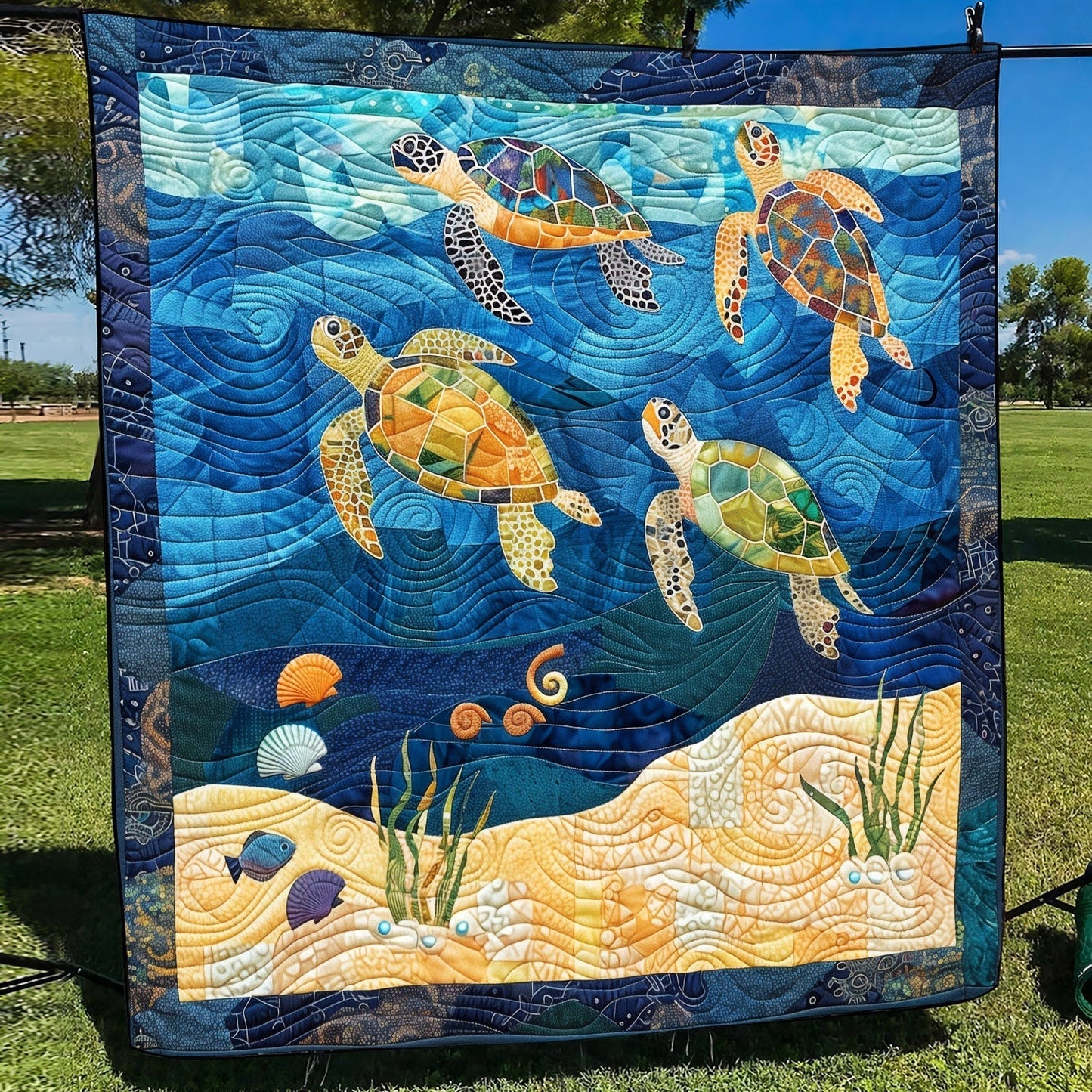 Turtley Mosaic Quilted Blanket - Throw (55" x 60")